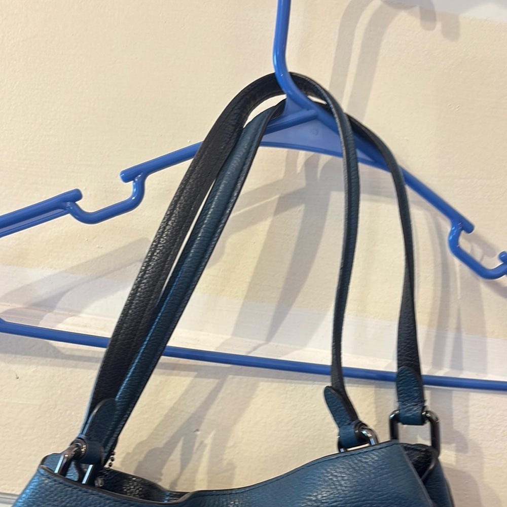 Coach Teal Leather Shoulder Tote - Picture 6 of 9